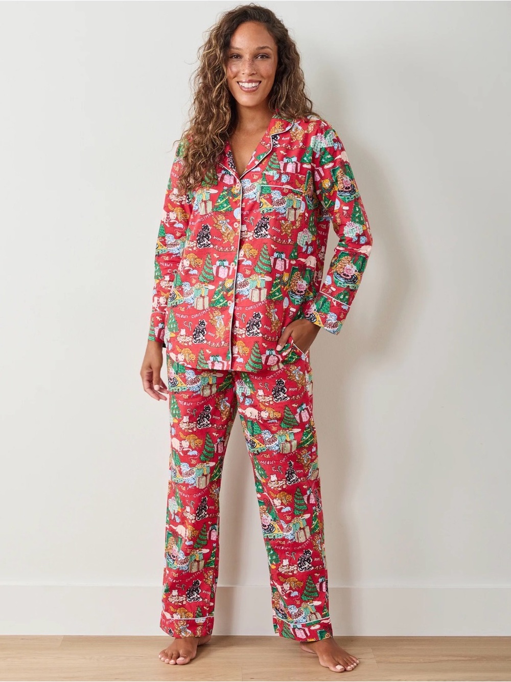 Printfresh Meowy Christmas Cotton Poplin Pajama Pants
